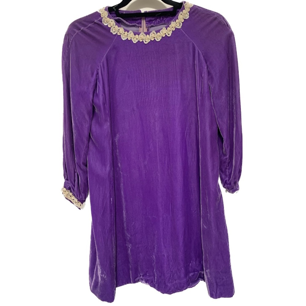 Vintage Purple long sleeve velvet mini dress